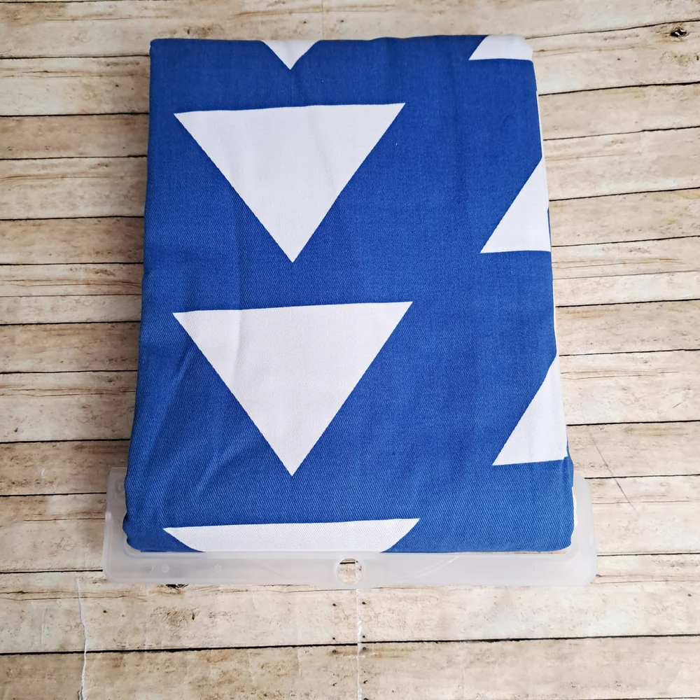 Cloud Island 2 Panels Thick Blue & White Triangle Prints Curtains With Back Tab